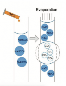 Schematic of novel APD drying technique deploying sodium bicarbonate and TMCS