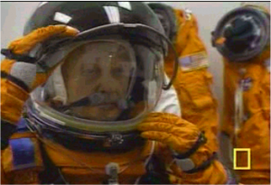 Sen. John Glenn getting ready to go to space in 1998 (image credit NASA).